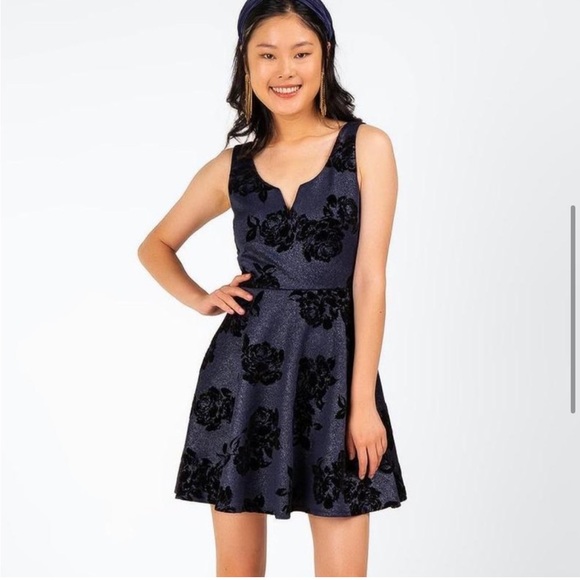 Francesca’s Patrice Flocked Floral Dress - Picture 2 of 9